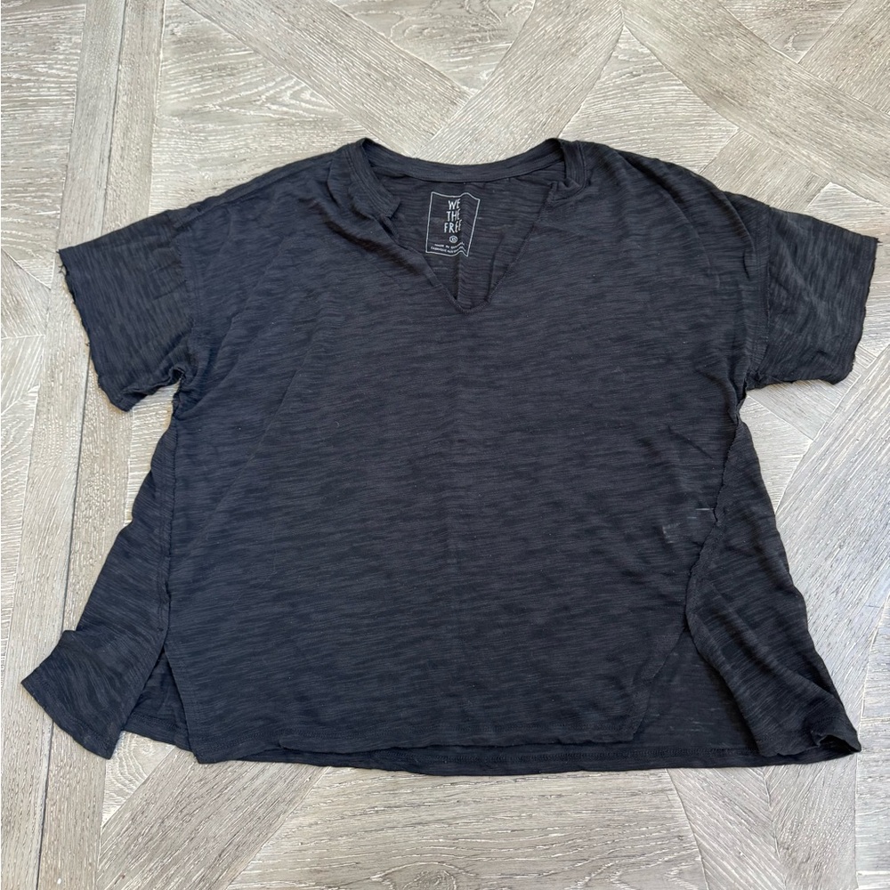 Free People We the Free oversized black slub tee